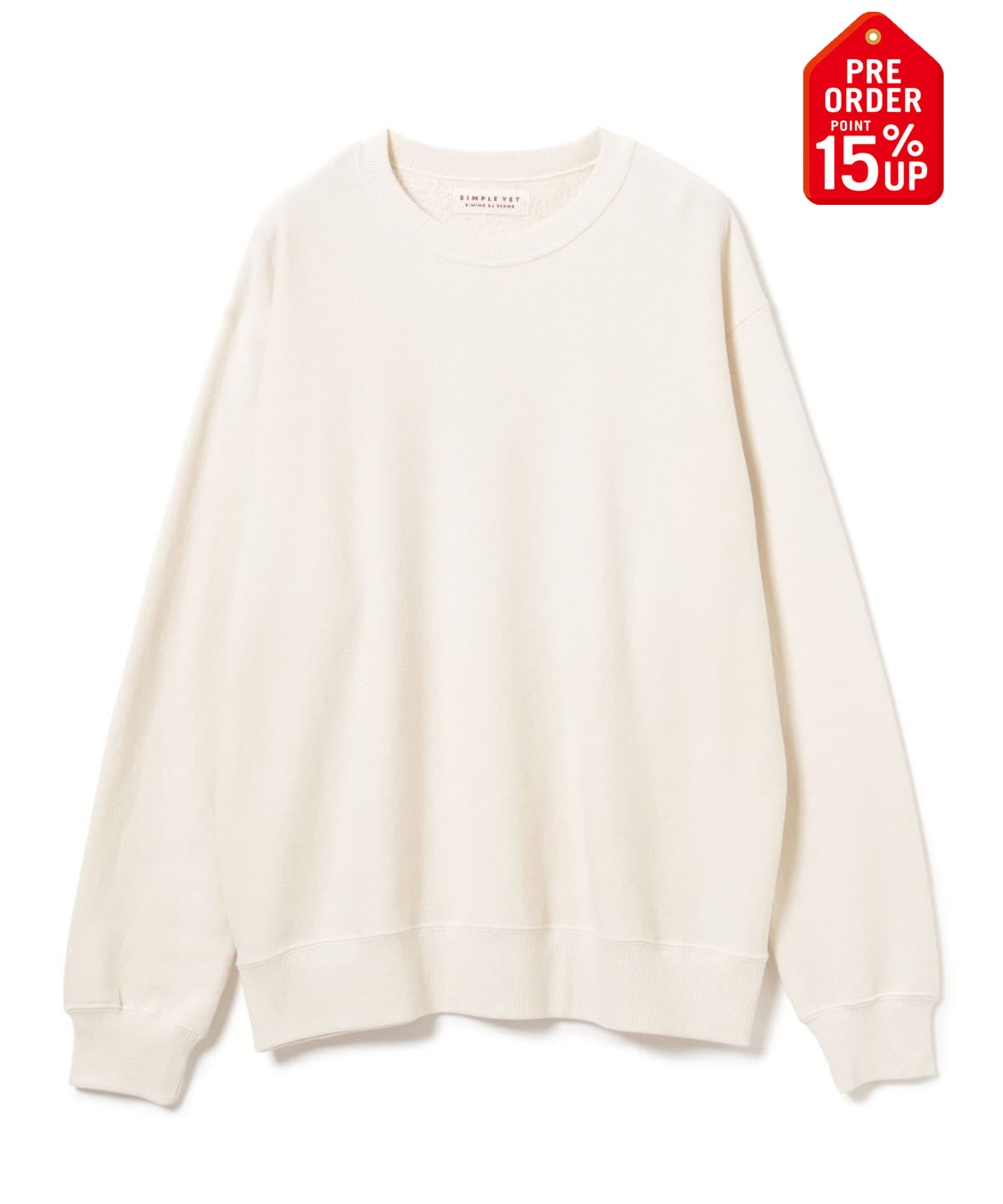 【+15%ポイントUP】SIMPLE YET / ヴィンテージ 起毛 クルーネック スウェット トップス MEN IVORY M 【+15%ポイントUP】SIMPLE YET / ヴィンテージ 起毛 クルーネック スウェット トップス MEN IVORY M