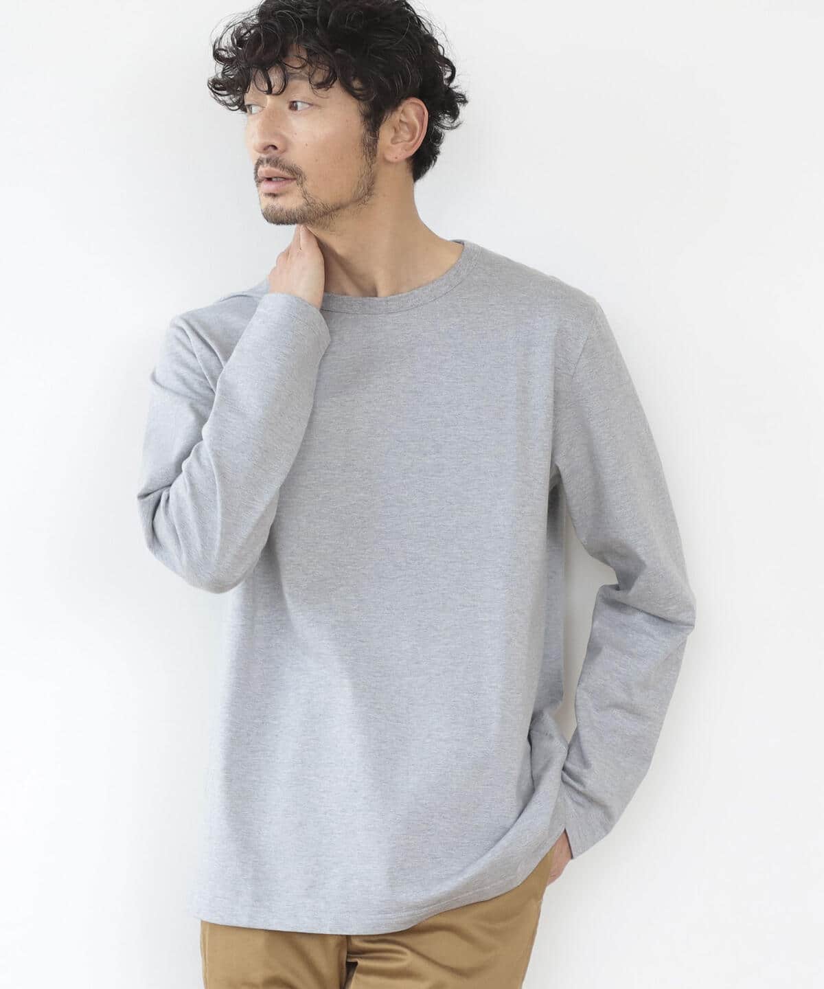 BBB クルーネック ロングスリーブTシャツ Tシャツ・カットソー MEN GREY S BBB クルーネック ロングスリーブTシャツ Tシャツ・カットソー MEN GREY S