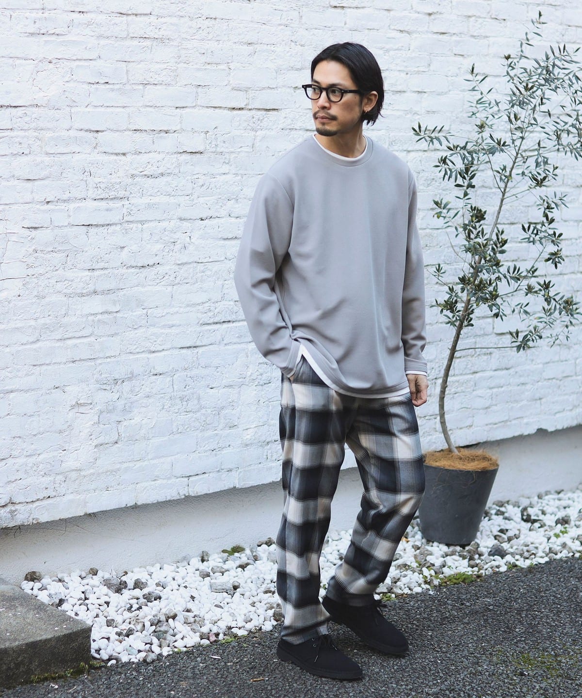 フェイクレイヤードビッグシルエットカットソー 【メール便対応