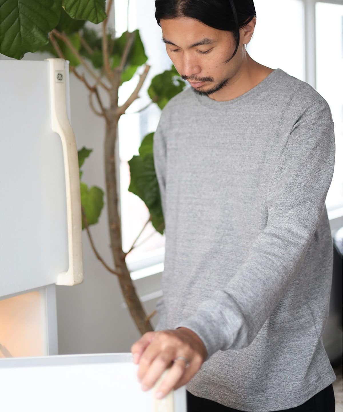 【4/24再値下げ】SIMPLE YET オリジナルコットン ロングスリーブ Tシャツ Tシャツ・カットソー MEN TOP GREY L 【4/24再値下げ】SIMPLE YET オリジナルコットン ロングスリーブ Tシャツ Tシャツ・カットソー MEN TOP GREY L