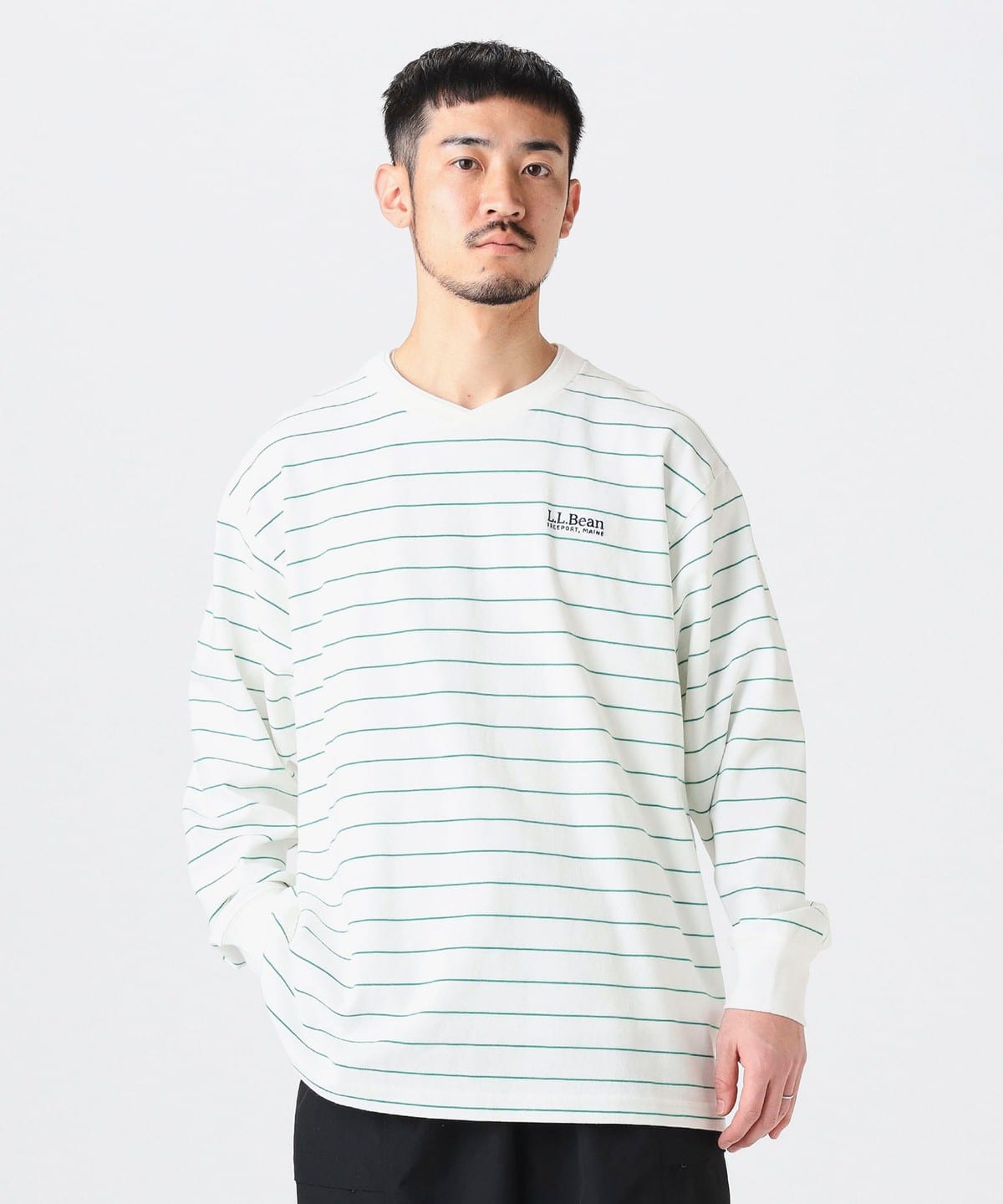 L. L.Bean エル・エル・ビーン / Union Long-Sleeve Tee Tシャツ・カットソー MEN WHITE×LTGREEN XL L. L.Bean エル・エル・ビーン / Union Long-Sleeve Tee Tシャツ・カットソー MEN WHITE×LTGREEN XL