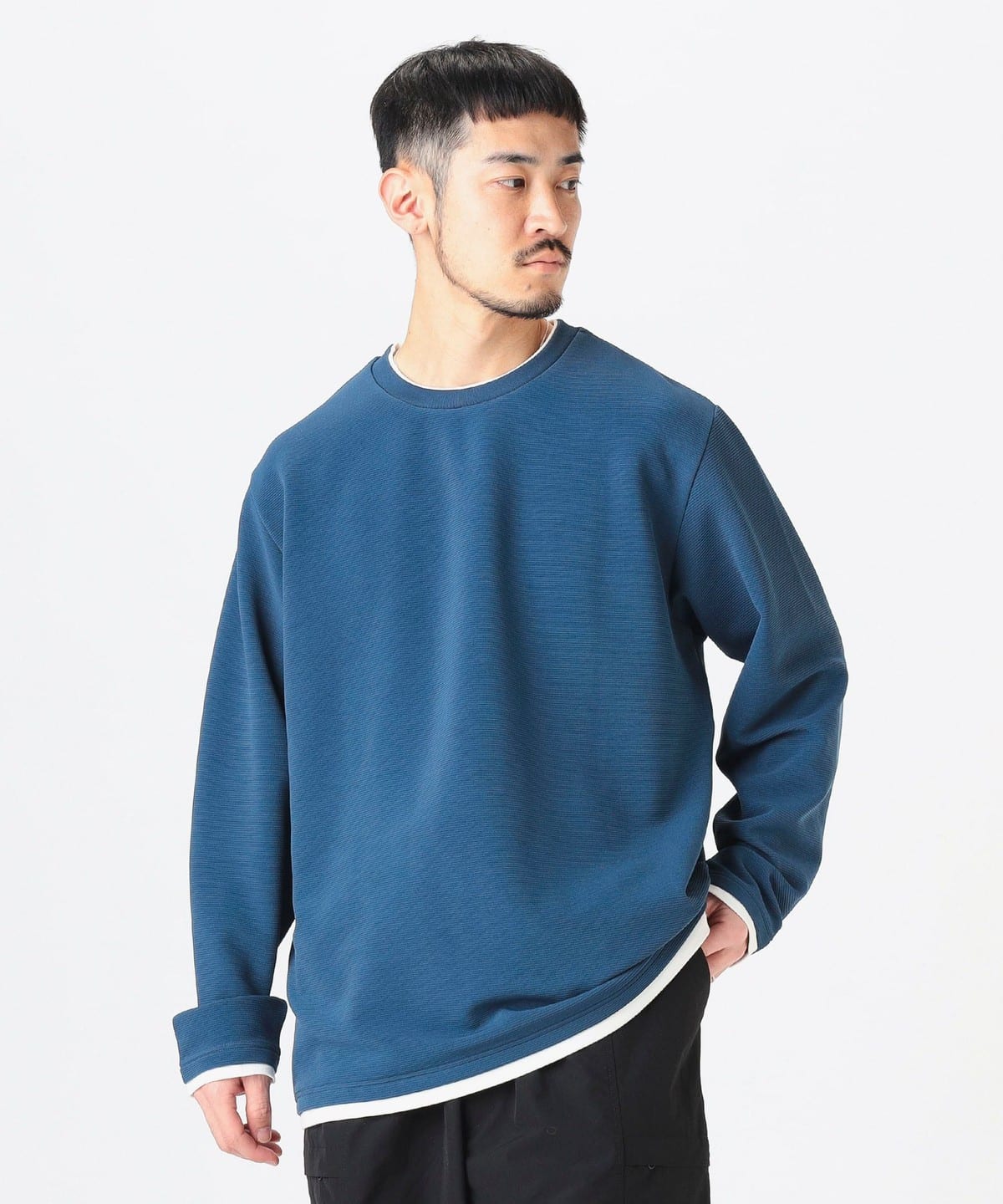 フェイクレイヤード クルー カットソー Tシャツ・カットソー MEN NAVY M フェイクレイヤード クルー カットソー Tシャツ・カットソー MEN NAVY M