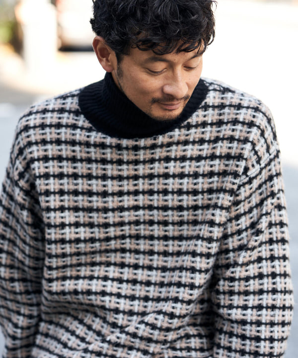 完売品Check Jacquard Rib Knit