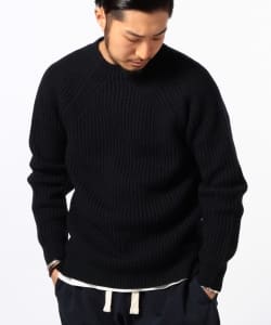 ▲B:MING by BEAMS / 変形畔編みクルーネックニット