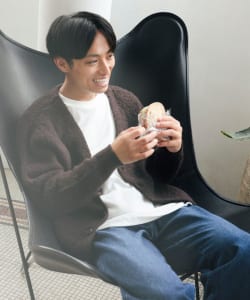 ダブルジャカード シャギー Vネック カーディガン