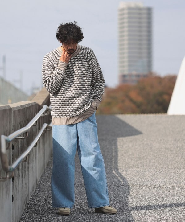 B:MING by BEAMS (B:MING by BEAMS) Border big silhouette crew