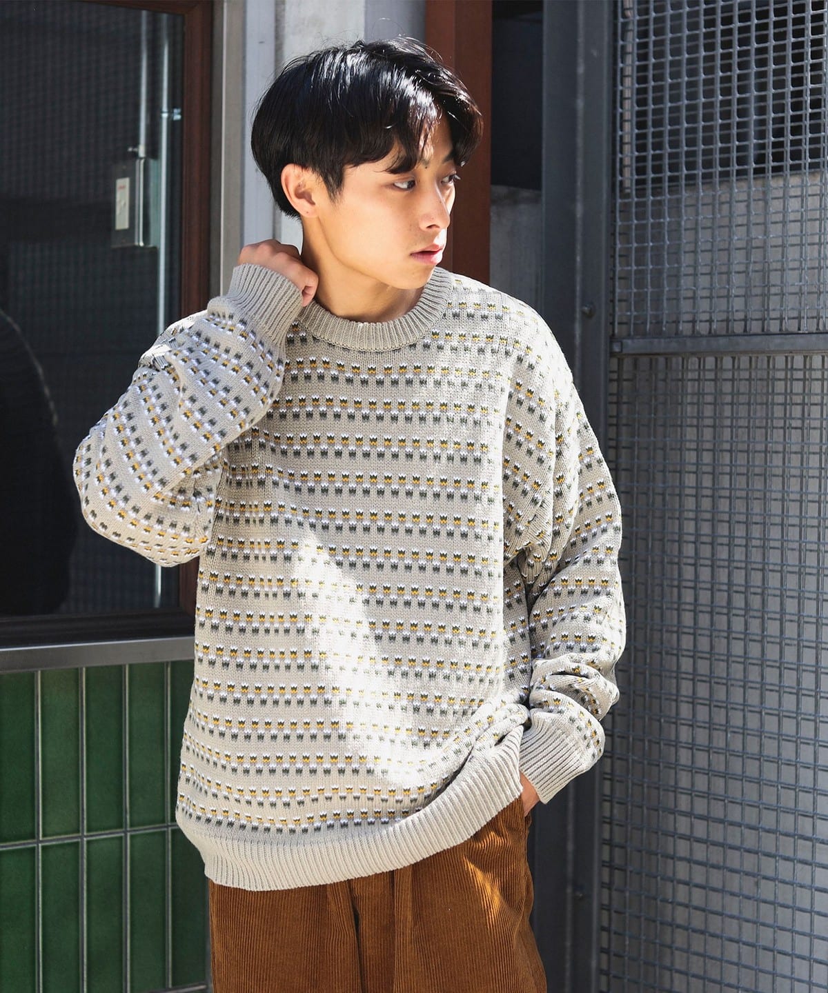 B:MING by BEAMS / ラクーンミックス クルーネックニット-