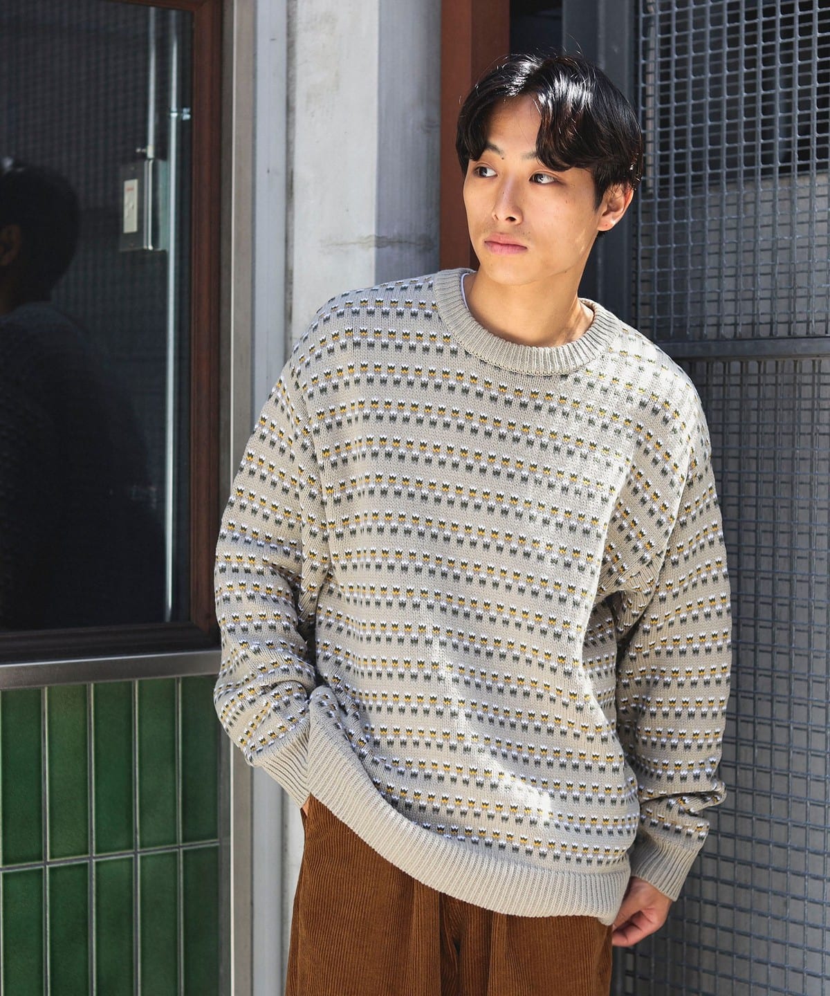 B:MING by BEAMS / ラクーンミックス クルーネックニット-