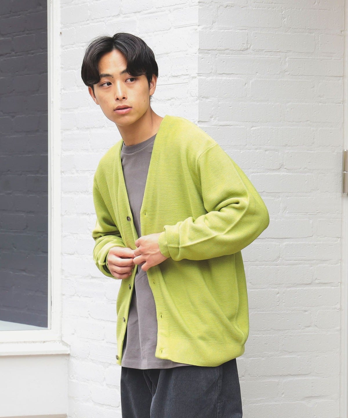 【別注】 TOWN CRAFT タウンクラフト / アクリル Vネック カーディガン トップス MEN LIME S 【別注】 TOWN CRAFT タウンクラフト / アクリル Vネック カーディガン トップス MEN LIME S