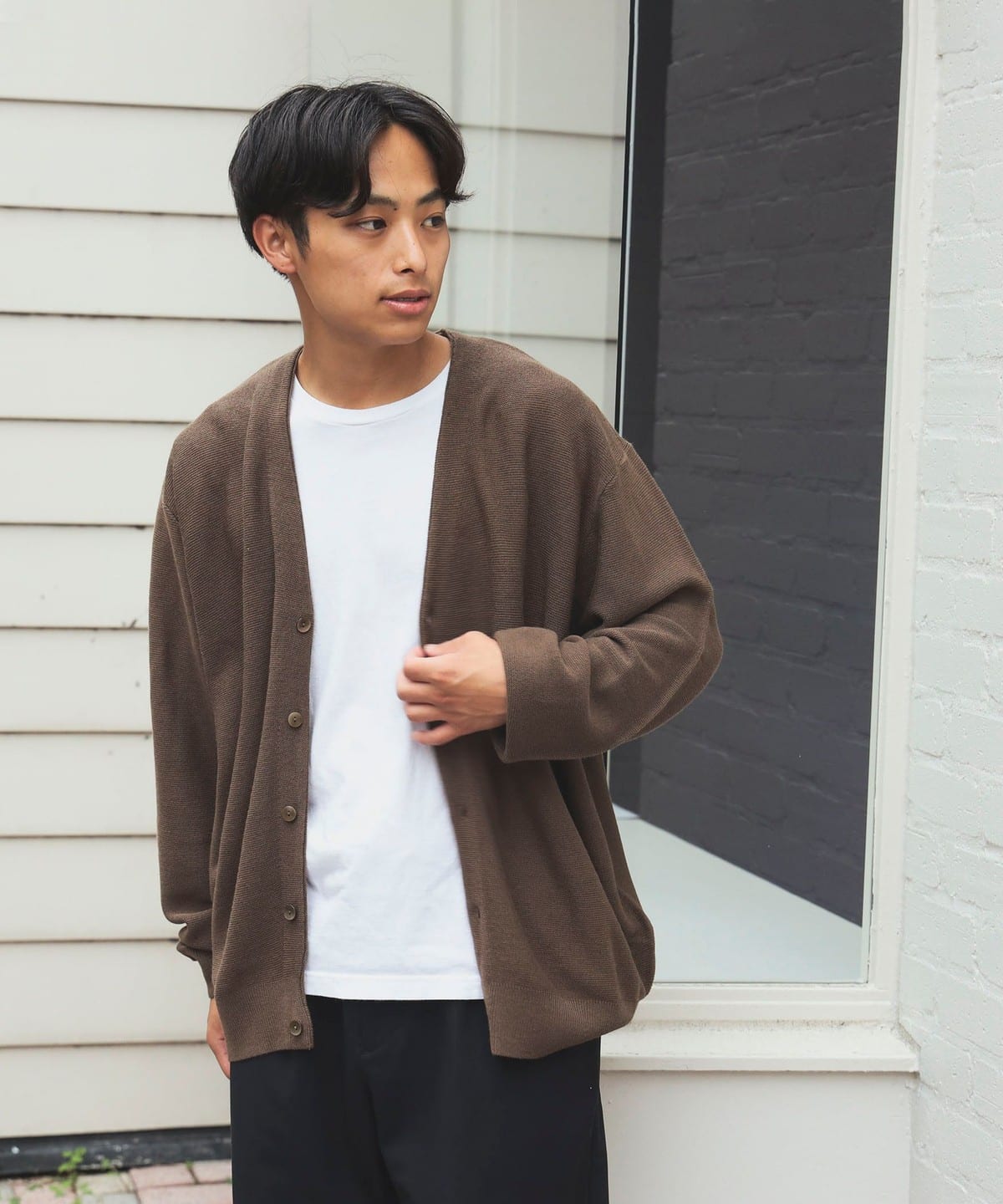 TOWNCRAFT ベージュ Vネック カーディガン TOWN CRAFT ベージュ Vネックカーディガン