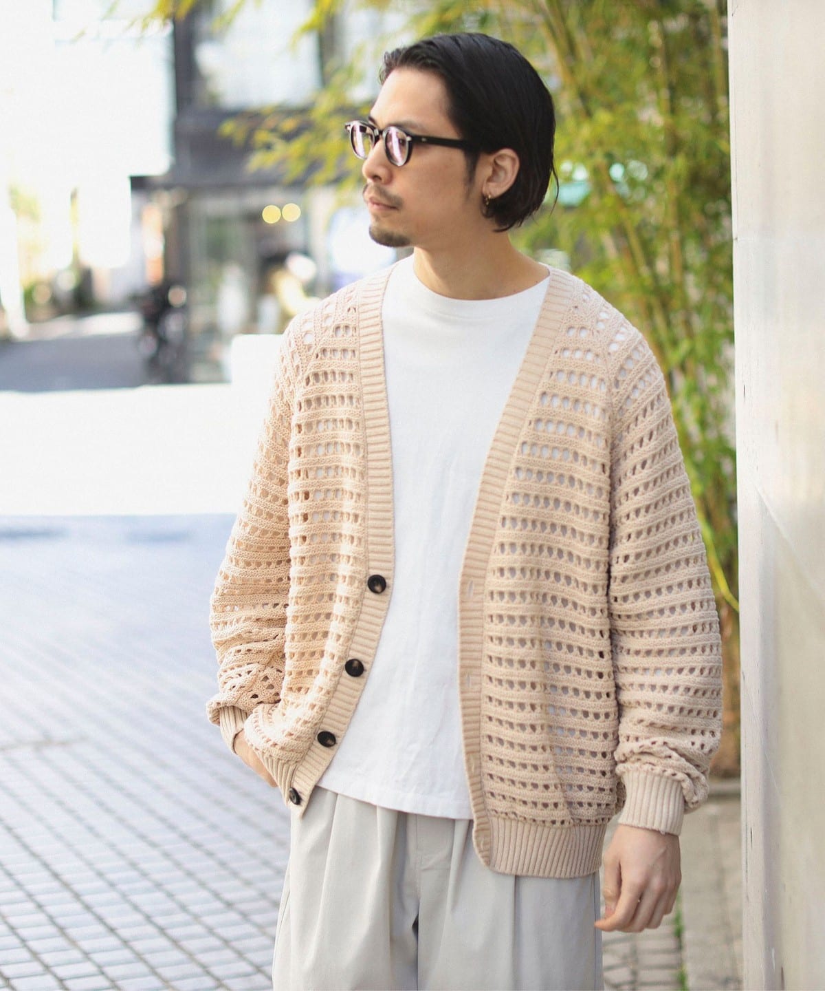 BEAMS PLUS BEAMS PLUS Gauge Mohair Jacquard Check Cardigan
