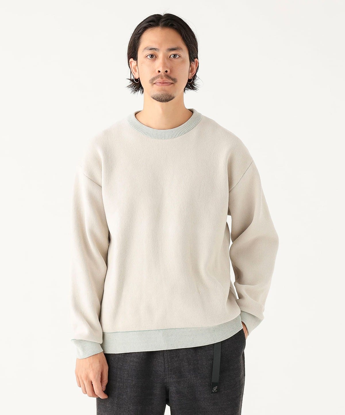 9ゲージ モール ダブルフェイス ニット トップス MEN IVORY XL 9ゲージ モール ダブルフェイス ニット トップス MEN IVORY XL