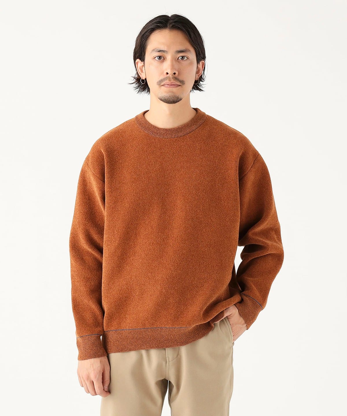 9ゲージ モール ダブルフェイス ニット トップス MEN ORANGE S 9ゲージ モール ダブルフェイス ニット トップス MEN ORANGE S