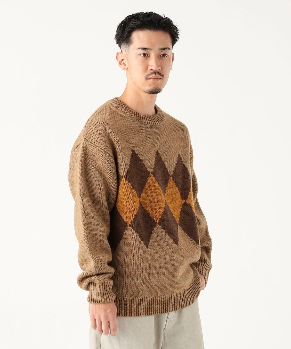 B:MING by BEAMS（ビーミング by ビームス）5ゲージ アーガイル ニット