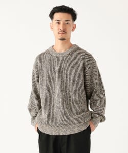 5ゲージ 片畦 メランジ クルーネック ニット