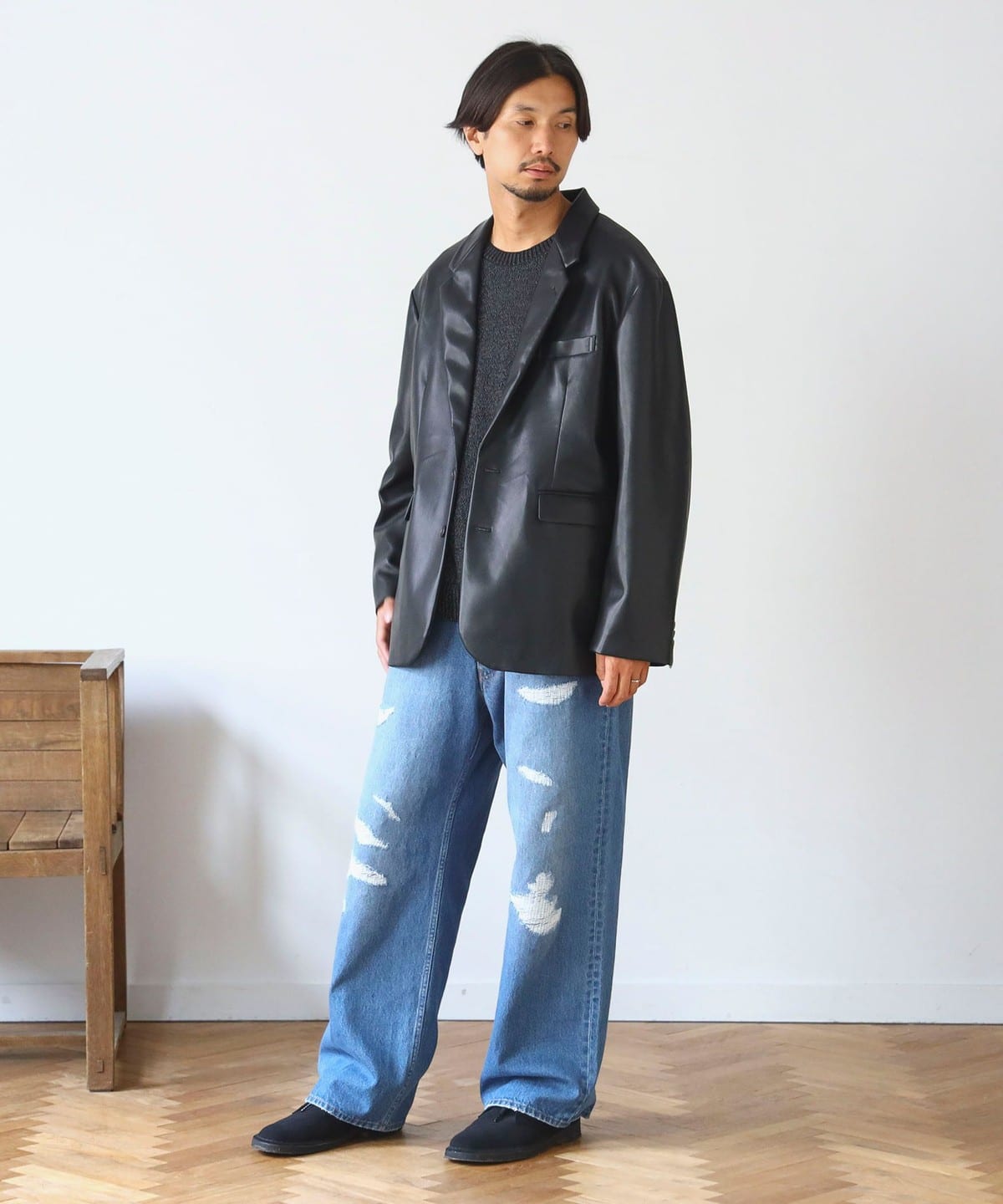 BEAMS 本革 ボア レザージャケット オールブラック Mサイズ BEAMS 本革 ボア レザージャケット オールブラック Mサイズ