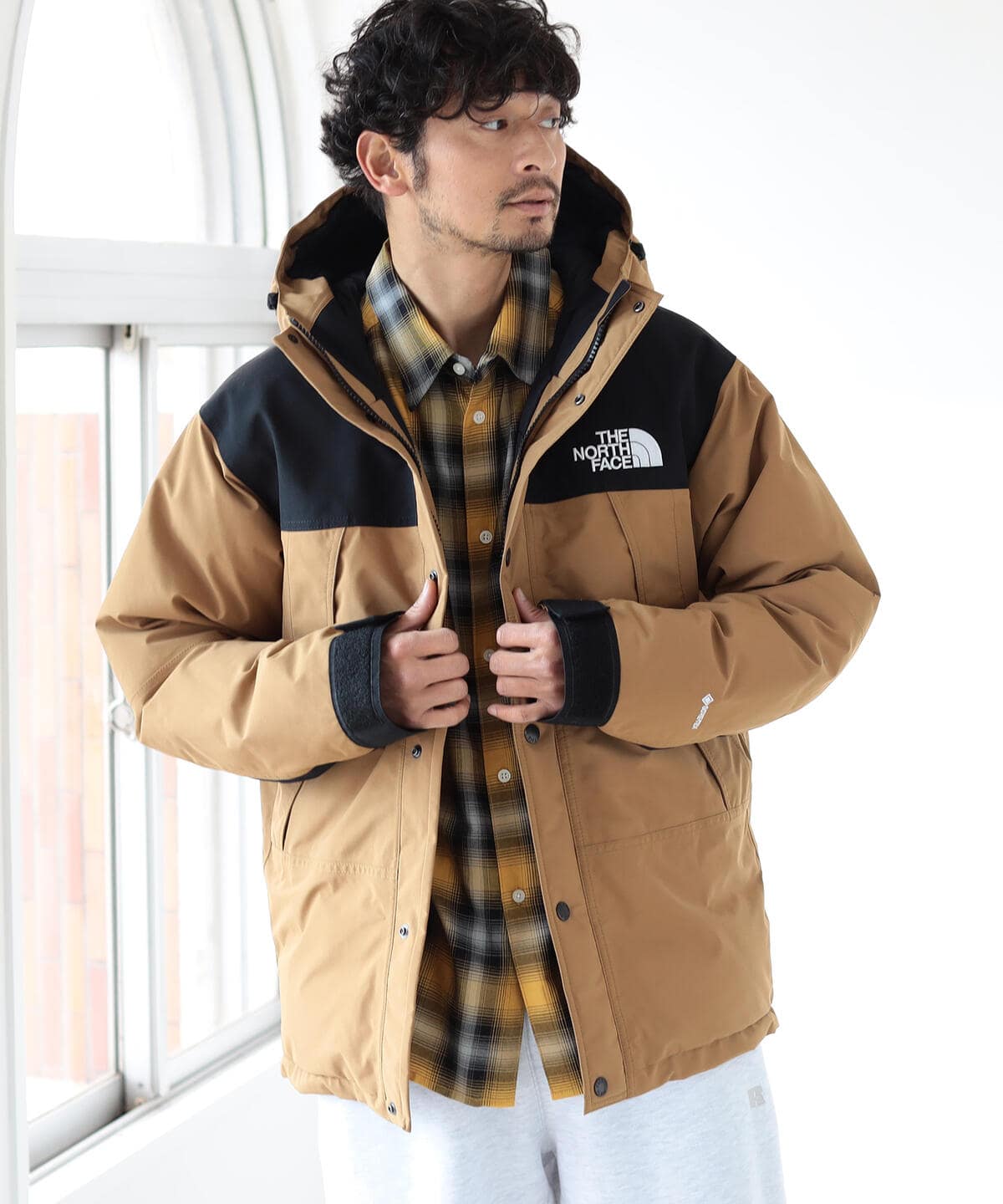 north face khaki padded jacket