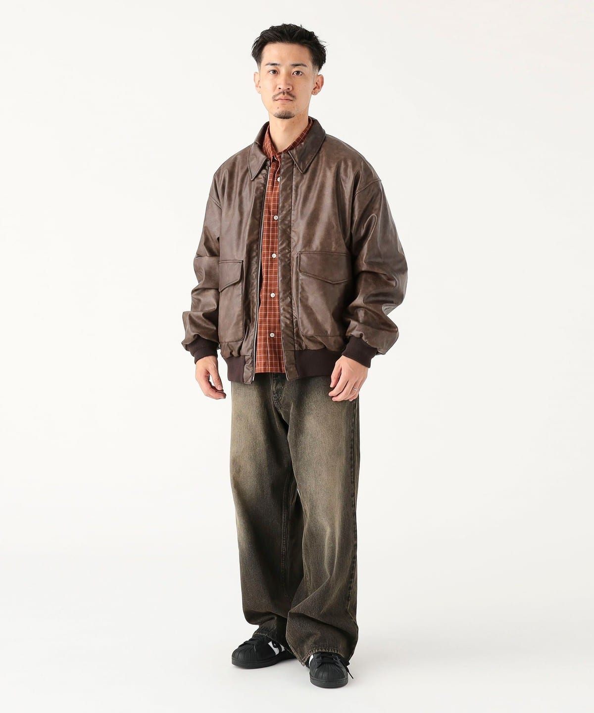 BEAMS ビームス A-2 フライトジャケット 綿素材 ショート丈 M B:MING by BEAMS（ビーミング by ビームス）フェイクレザー 中綿 A2