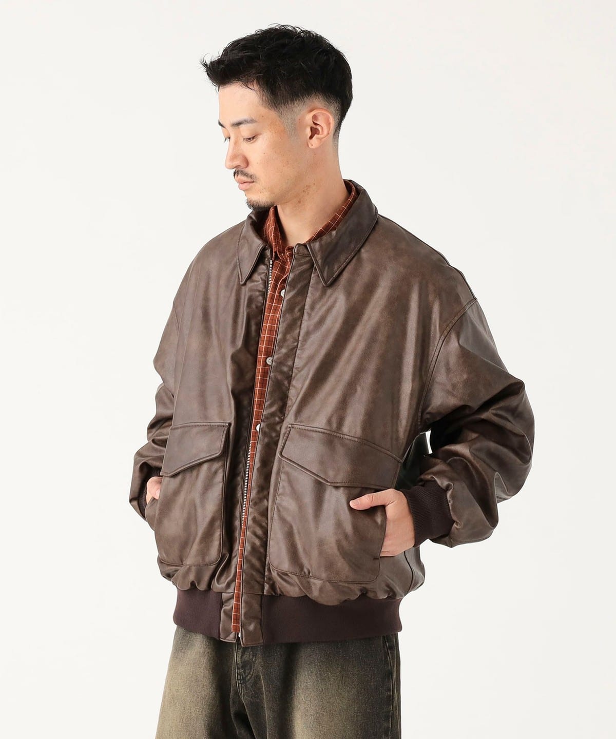 B:MING by BEAMS（ビーミング by ビームス）フェイクレザー 中綿 A2