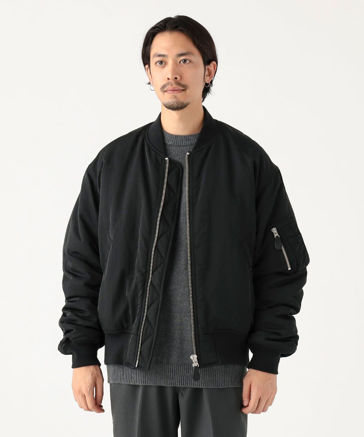 撥水 ナイロン MA-1 ブルゾン MEN BLACK M