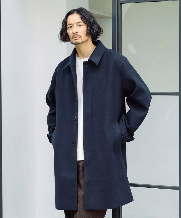 美品 B:MING LIFE STORE BY BEAMSステンカラーコート 紺 B:MING by BEAMS（ビーミング by ビームス）【軽量・ソフト