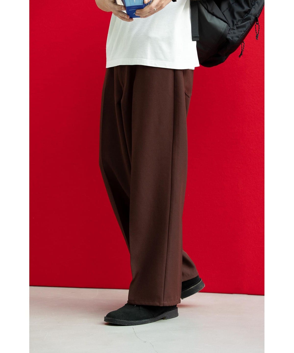 ambiance / Poly Twill Wide Pants パンツ MEN BROWN XL ambiance / Poly Twill Wide Pants パンツ MEN BROWN XL