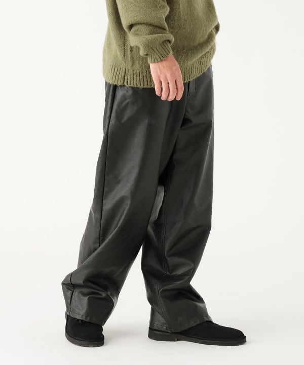 BEAMS 黒 レザー ストレートパンツ BEAMS Leather Pants (Pants BEAMS Casual Pants) for sale | BEAMS