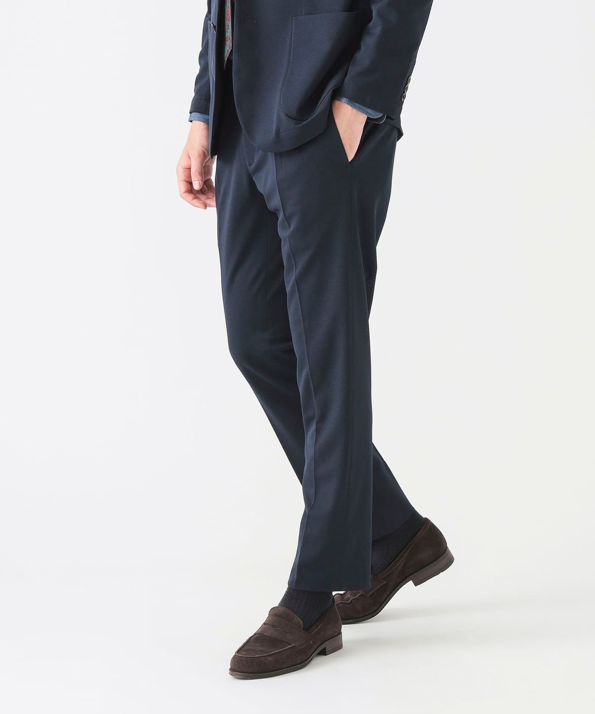 Breeze Cool(R) メッシュ 1プリーツ スラックス (セットアップ対応/ナローフィット) パンツ MEN NAVY XL Breeze Cool(R) メッシュ 1プリーツ スラックス (セットアップ対応/ナローフィット) パンツ MEN NAVY XL