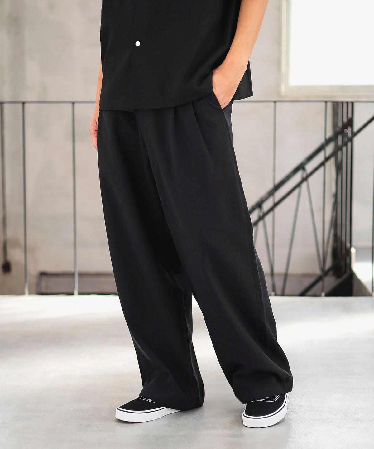 ambiance / Polyester 2 Pleats Pants パンツ MEN BLACK XL ambiance / Polyester 2 Pleats Pants パンツ MEN BLACK XL