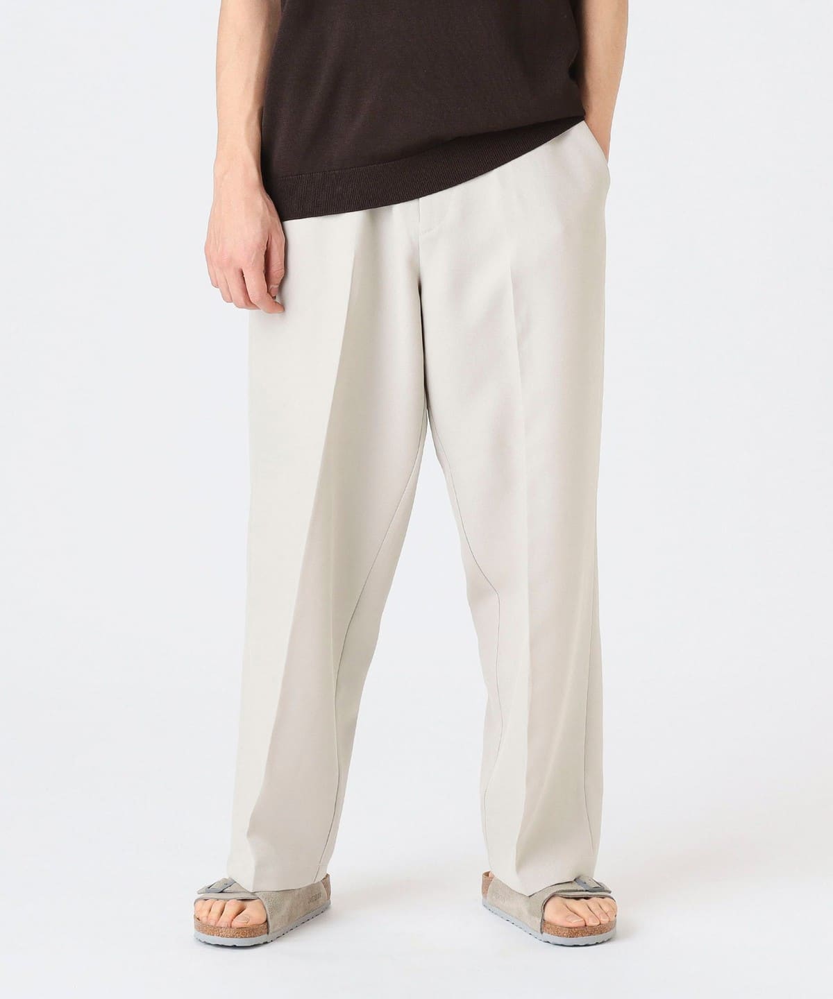ポリエステル ツイル ワイドパンツ パンツ MEN IVORY XL ポリエステル ツイル ワイドパンツ パンツ MEN IVORY XL