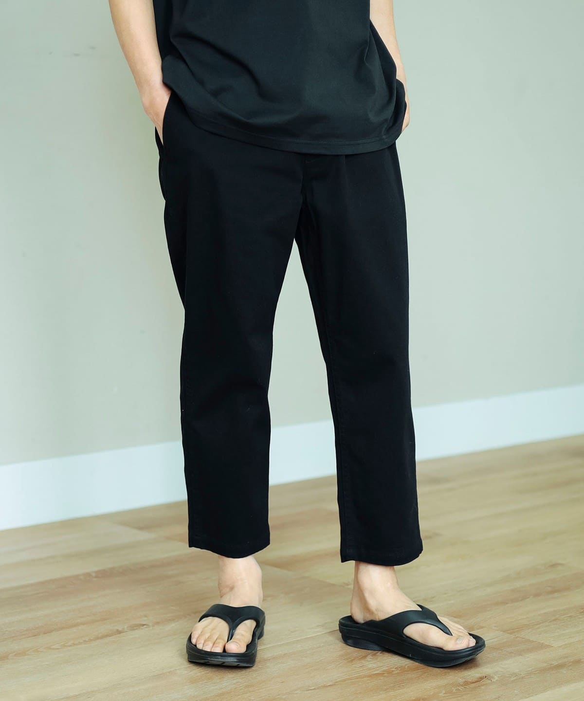 ベーシック テーパード チノ 8分丈 パンツ パンツ MEN BLACK S ベーシック テーパード チノ 8分丈 パンツ パンツ MEN BLACK S