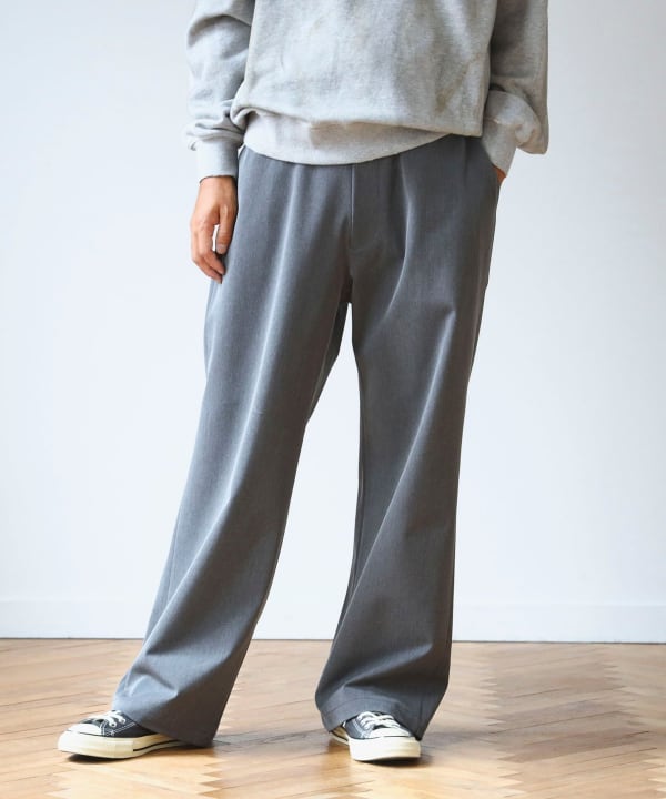 BEVAN UP wide gray slacks スラックス Mid Grey Wide Leg Straight Pants in Wool Cashmere | SUITSUPPLY