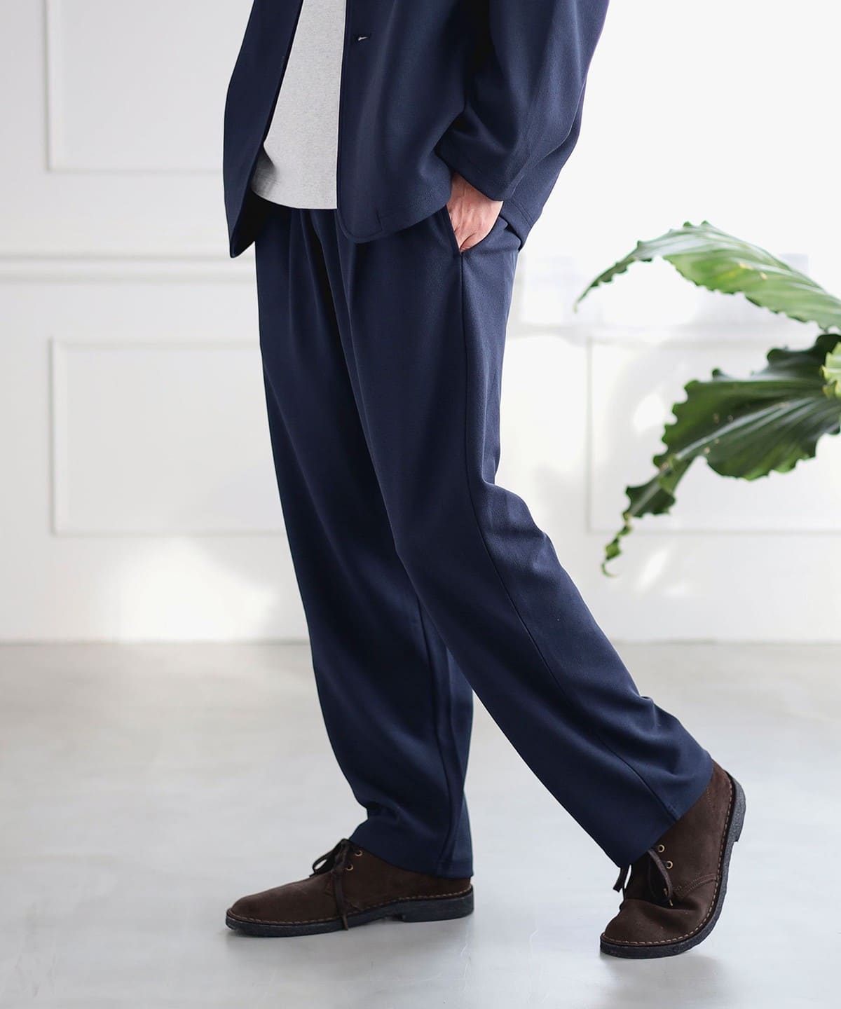 【セットアップ対応】ストレッチ 接触冷感 ダブルフェイス 梨地 パンツ パンツ MEN NAVY M 【セットアップ対応】ストレッチ 接触冷感 ダブルフェイス 梨地 パンツ パンツ MEN NAVY M