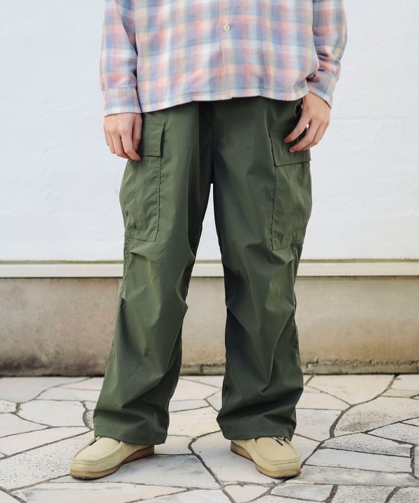 BEAMS PLUS ジップ クロップド カーゴパンツ ビームスプラス オリーブ B：MING by BEAMS カーゴパンツ ポリエステル リップストップ 6