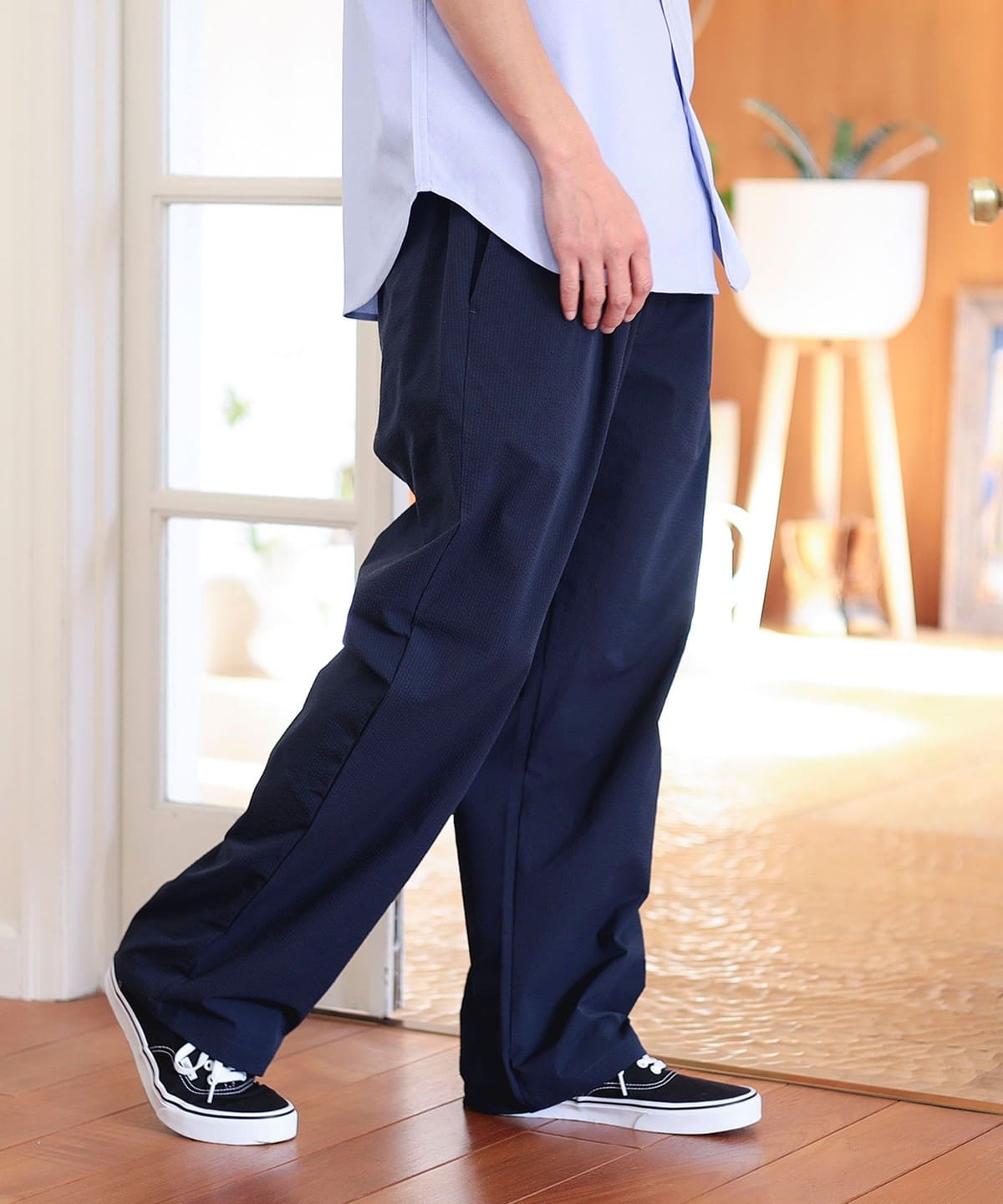 ストレッチ 吸水速乾 サッカー イージー パンツ パンツ MEN NAVY L ストレッチ 吸水速乾 サッカー イージー パンツ パンツ MEN NAVY L