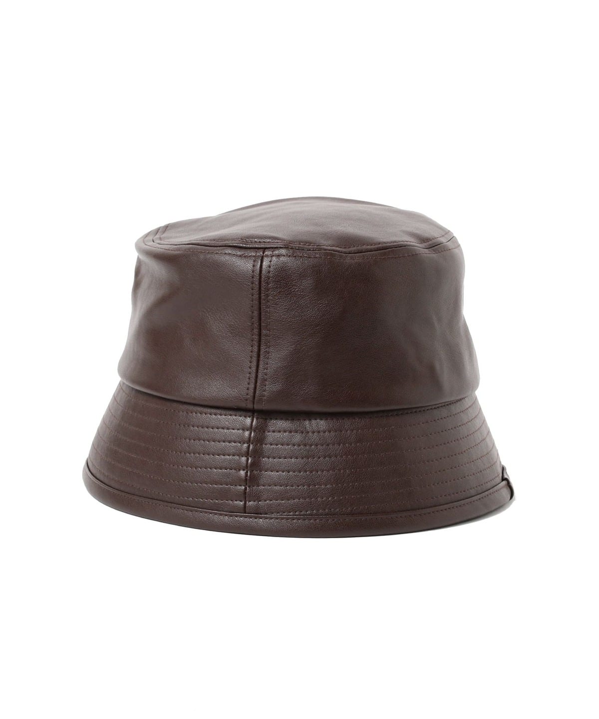 フェイクレザー バケットハット 帽子 MEN BROWN FREE フェイクレザー バケットハット 帽子 MEN BROWN FREE