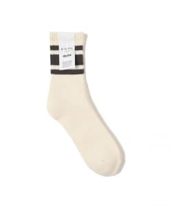 ▲【別注】decka quality socks / ヘビーウエイト 生成り ライン ソックス