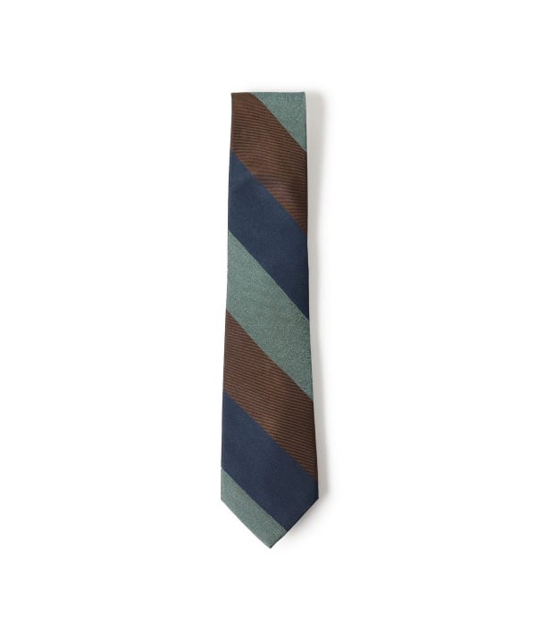 ❣️サプライズ☘️試着程度*ブラウン*ストライプ編み込みミンク７部袖*部屋着OK BL】シルクストライプネクタイ 7.5cm幅/ネイビーブルー×ブラウン