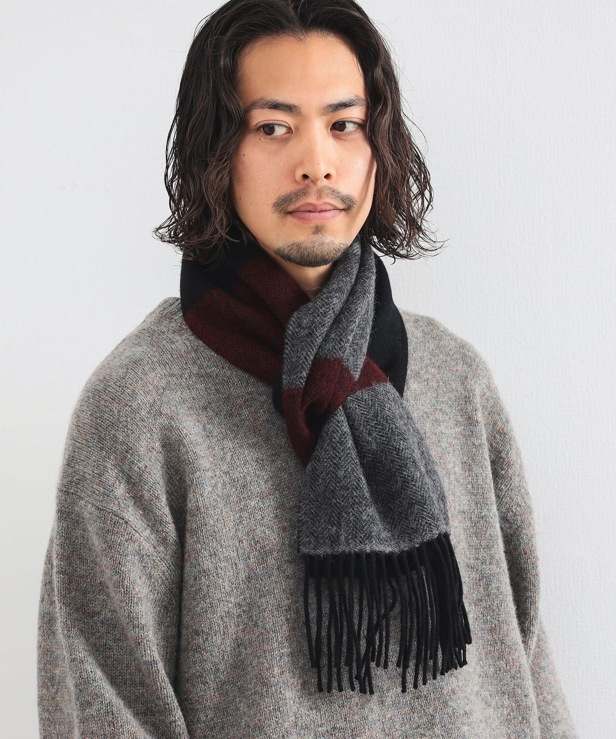 ボーダー マフラー ファッション雑貨 MEN BLACK FREE ボーダー マフラー ファッション雑貨 MEN BLACK FREE