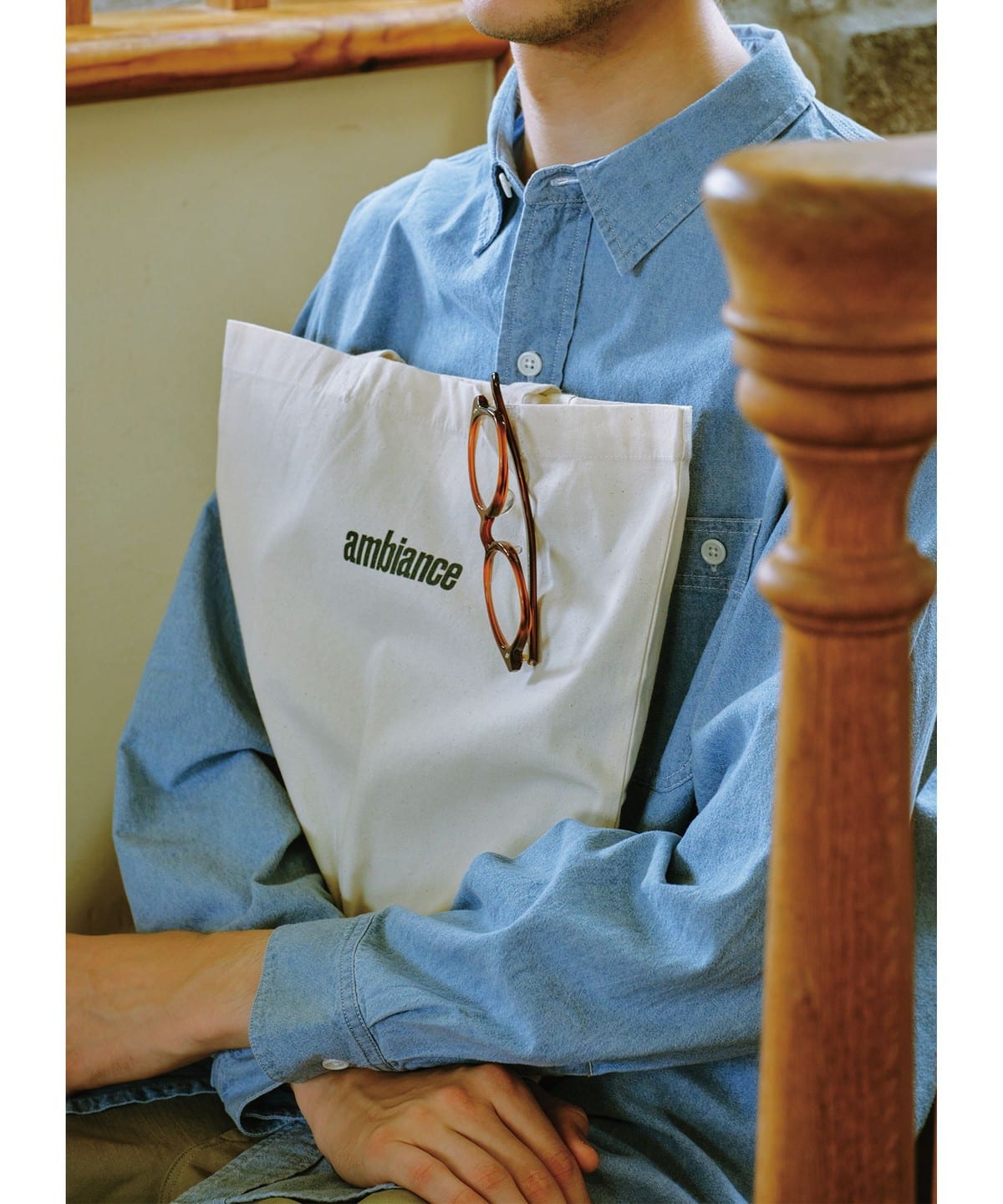 ambiance / ロゴ トート バッグ バッグ MEN D. GREEN ONE SIZE ambiance / ロゴ トート バッグ バッグ MEN D. GREEN ONE SIZE