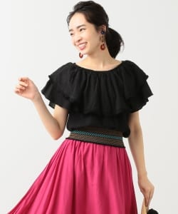 【洗える】B:MING by BEAMS / ドビーフリルブラウス 18SS
