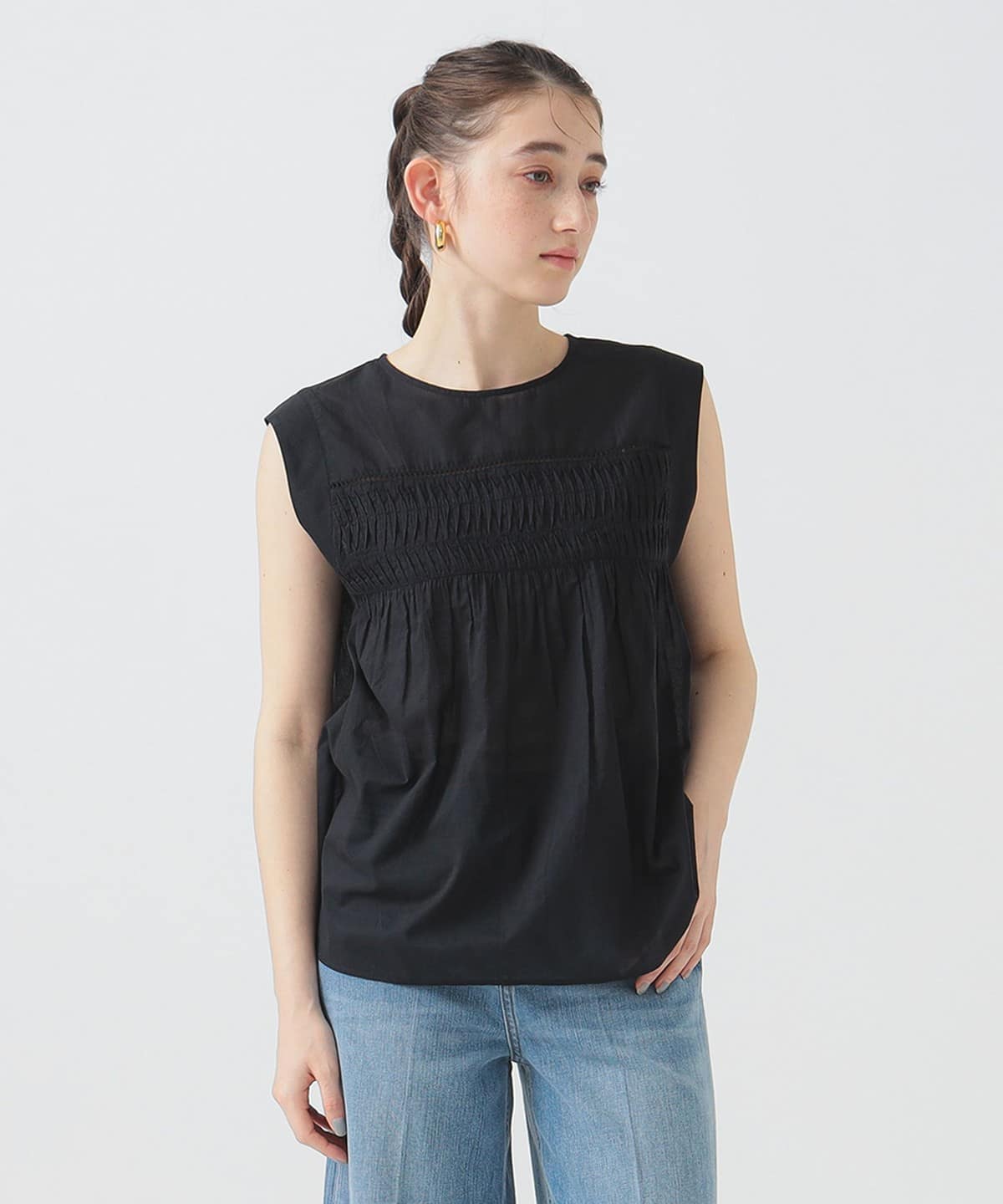 ウェーブ タック ブラウス(S M) シャツ・ブラウス WOMEN BLACK S ウェーブ タック ブラウス(S M) シャツ・ブラウス WOMEN BLACK S