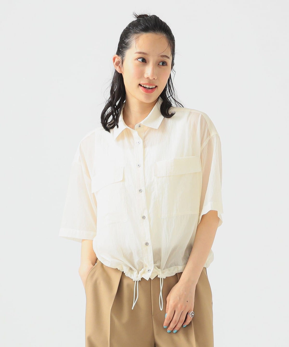 【撥水機能】撥水 シアー シャツ(S M) シャツ・ブラウス WOMEN IVORY M 【撥水機能】撥水 シアー シャツ(S M) シャツ・ブラウス WOMEN IVORY M