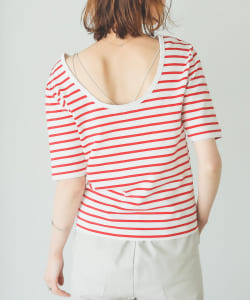 ▲ ボーダー バックオープン Tシャツ