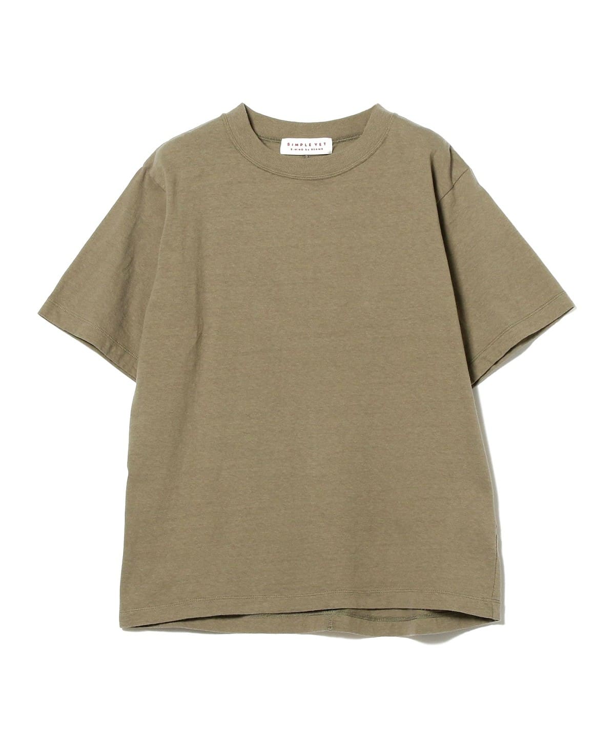 SIMPLE YET リサイクルコットン ハーフスリーブ Tシャツ Tシャツ・カットソー WOMEN OLIVE M SIMPLE YET リサイクルコットン ハーフスリーブ Tシャツ Tシャツ・カットソー WOMEN OLIVE M