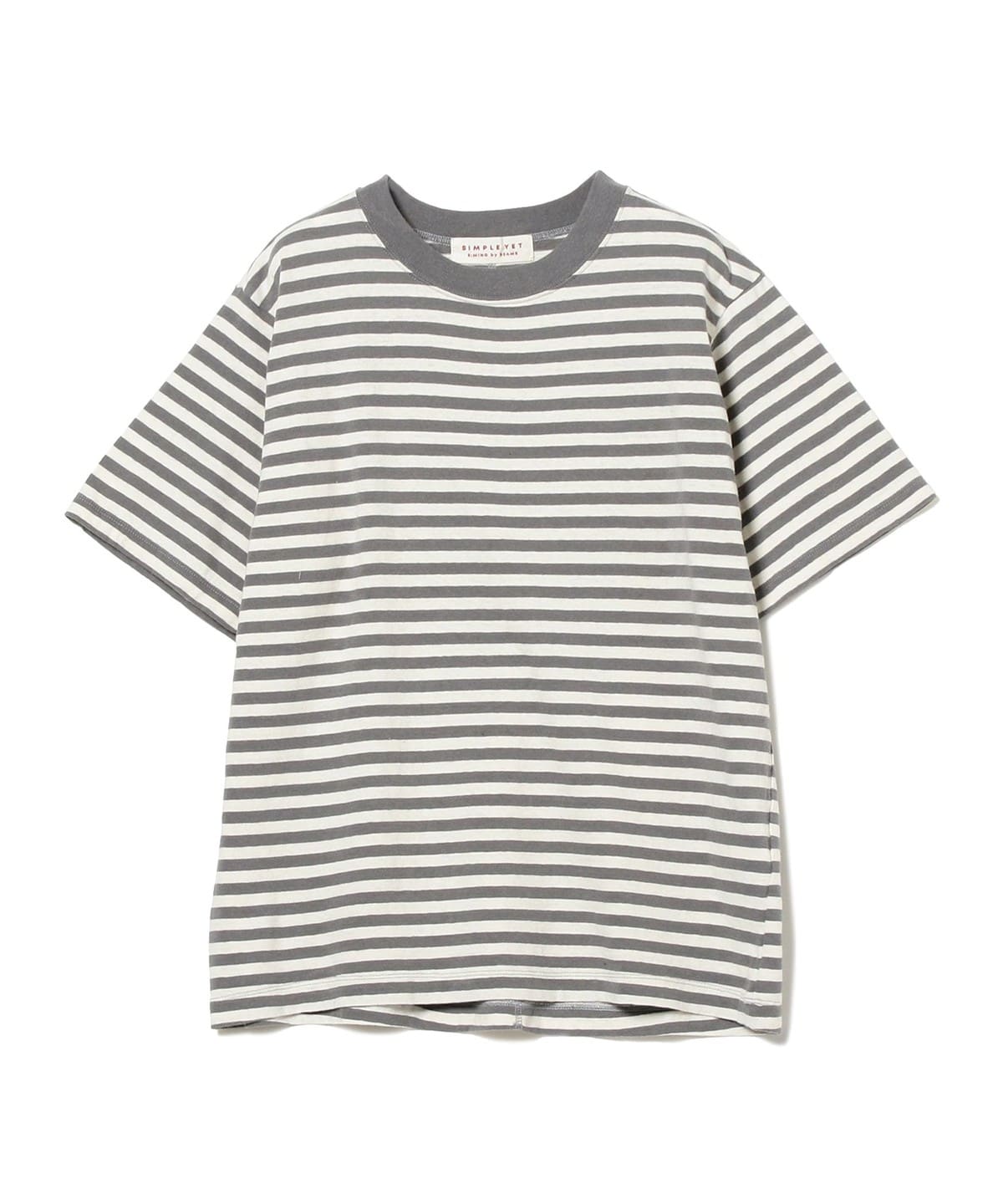 B:MING by BEAMS ビーミング by ビームス / SIMPLE YET リサイクルコットン ボーダー Tシャツ Tシャツ・カットソー WOMEN GREY S B:MING by BEAMS ビーミング by ビームス / SIMPLE YET リサイクルコットン ボーダー Tシャツ Tシャツ・カットソー WOMEN GREY S