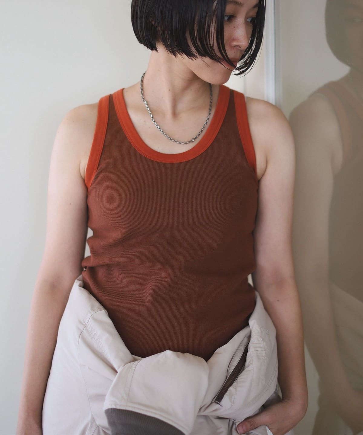 ambiance リブ タンクトップ Tシャツ・カットソー WOMEN BROWN ONE SIZE ambiance リブ タンクトップ Tシャツ・カットソー WOMEN BROWN ONE SIZE