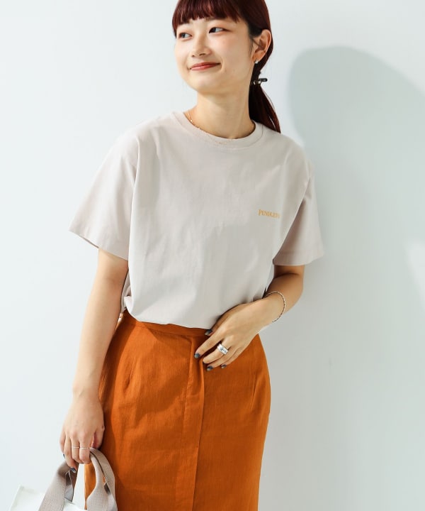 【極美品】　45R レーヨンダンプの小紋プリントTシャツ　総柄　ベージュ 極美品】 45R レーヨンダンプの小紋プリントTシャツ 総柄 ベージュ