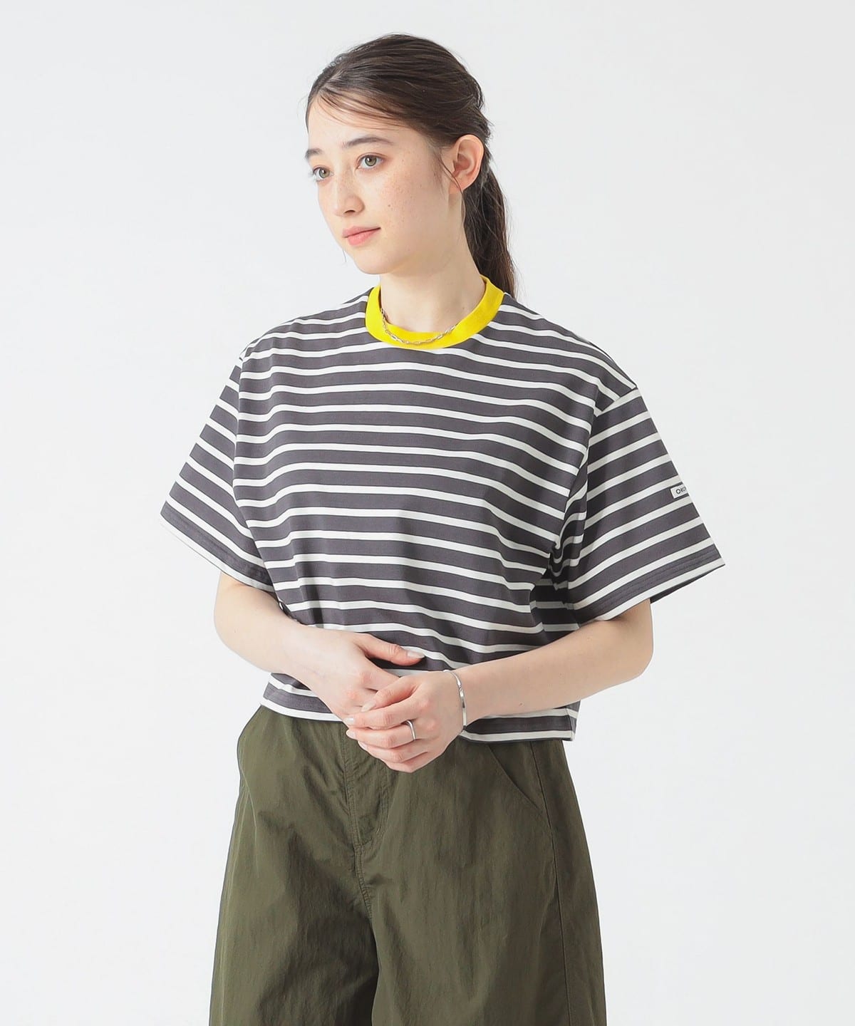 ORCIVAL オーシバル / ワイド クルーネック ショートスリーブ プルオーバー Tシャツ・カットソー WOMEN CHARCOAL/WHITE 1 ORCIVAL オーシバル / ワイド クルーネック ショートスリーブ プルオーバー Tシャツ・カットソー WOMEN CHARCOAL/WHITE 1