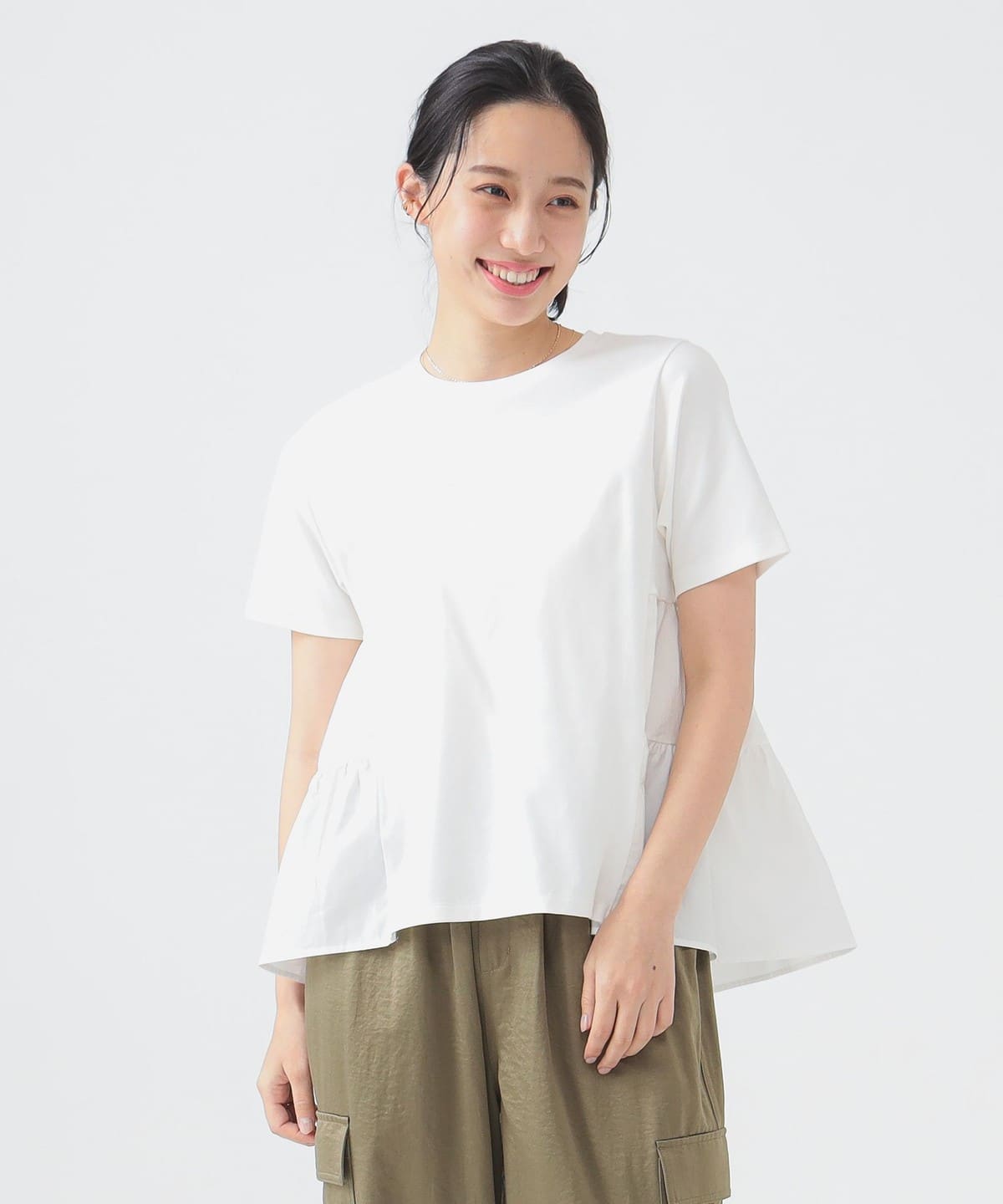 サイド ティアード プルオーバー Tシャツ・カットソー WOMEN OFF WHITE ONE SIZE サイド ティアード プルオーバー Tシャツ・カットソー WOMEN OFF WHITE ONE SIZE